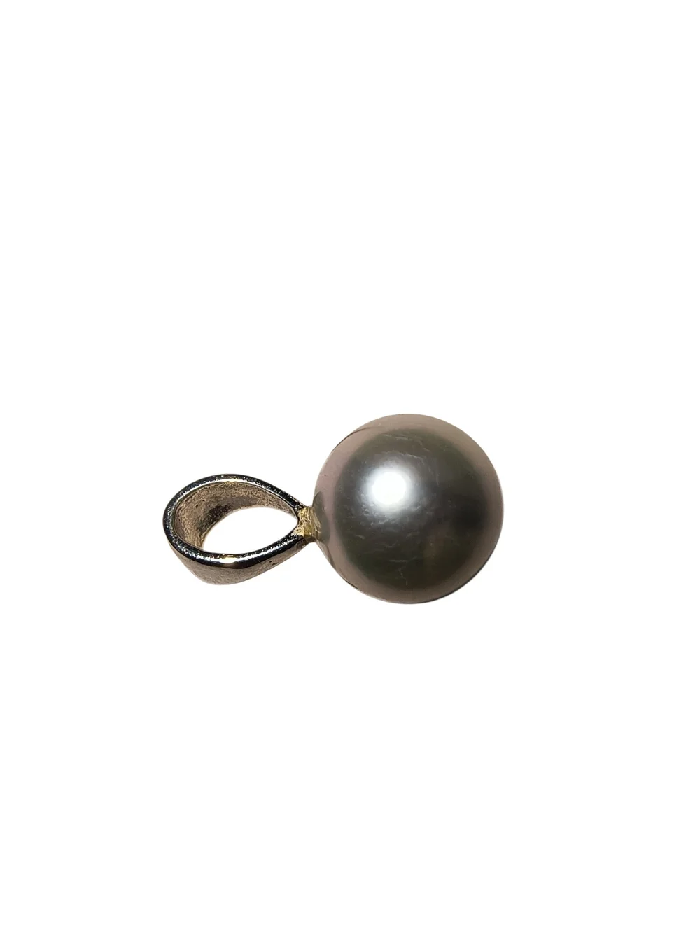 Pearl Factory Fine Classic Light Grey Pearl Pendant in 14K White Gold